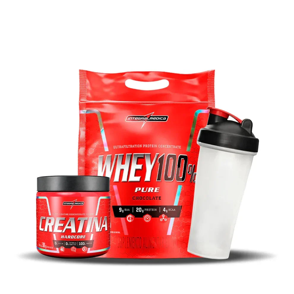 Pack Whey 100% Pure (4 lb) + Creatina Hardcore (300 g) + Shaker 600ml Regalo
